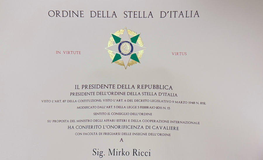 Link all'articolo: Dopo il Guinness World Record, Mirko Ricci insignito dell’Ordine della Stella d’Italia a Londra