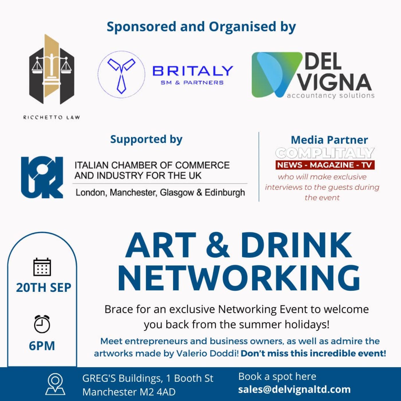 locandina evento di networking a manchester