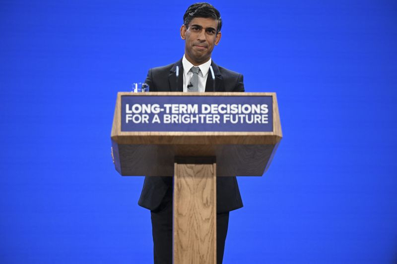 Rishi Sunak alla conferenza del Conservative Party